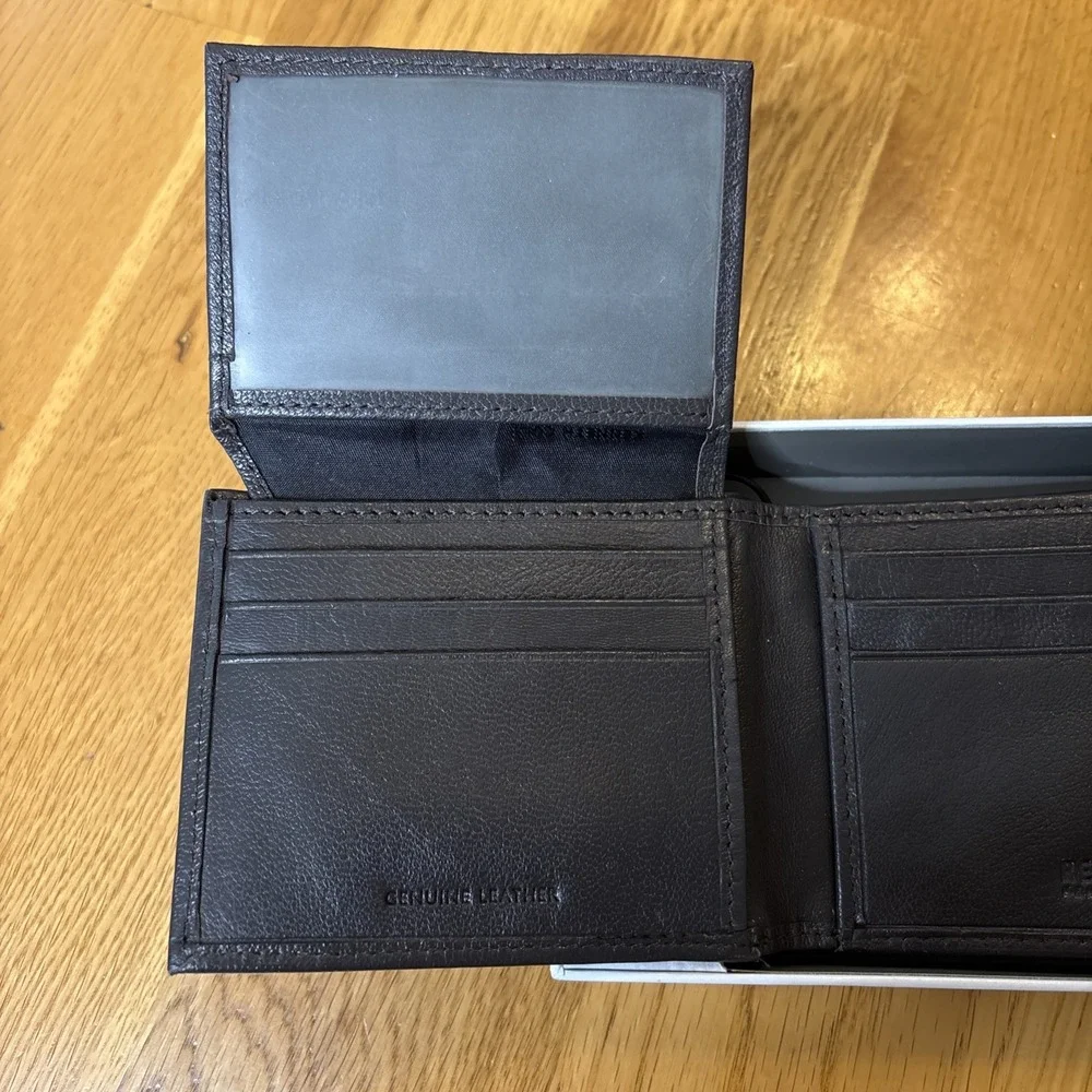 Reaction Kenneth Cole Mens Brown Handcrafted Leather Bifold Gift Box Wallet NEW